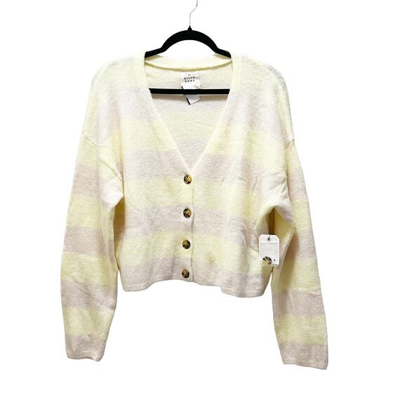 Billabong White Cap Short N Sweet Cropped Cardigan Sweater Size Medium - Picture 3 of 15